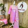 Handwoven Half silk Jamdani suit with orna/dupatta with cot piping and tassel Size- 38