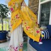 Handwoven 80 count half silk jamdani with embroidery with blouse piece, cot piping and tassels done