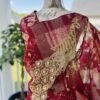 Handwoven 80 count half silk jamdani with karchupi work with blouse piece, cot piping and tassels done - Image 4